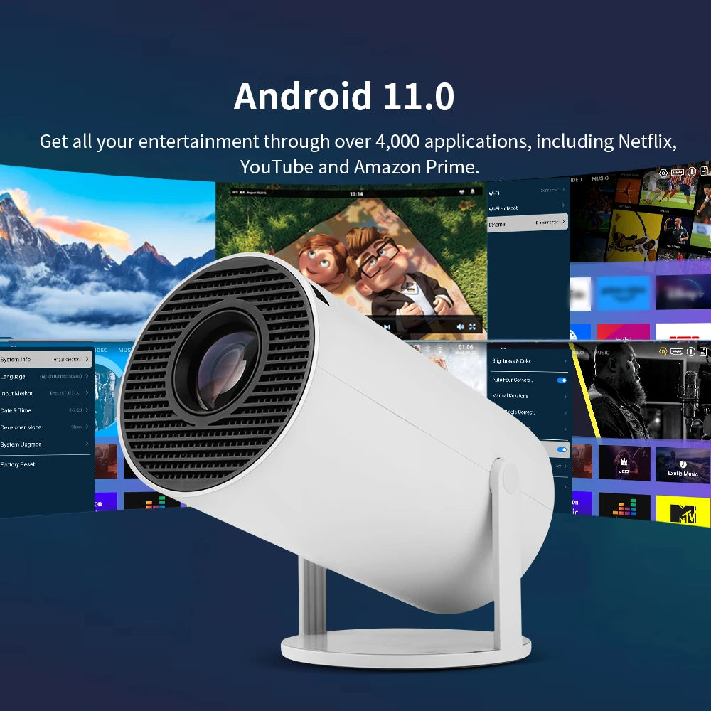 HDAYPRO 4K Android 11 Projector: Smart Home Cinema, Portable, 5G WIFI, BT5.0, HY300 MINI