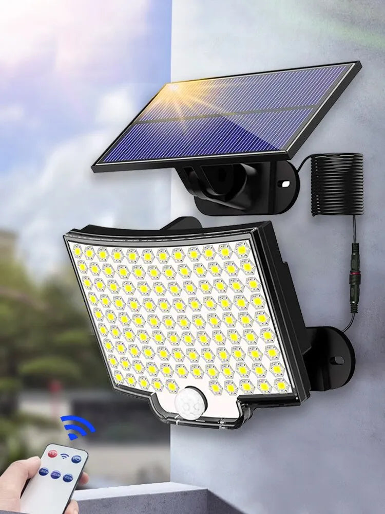 Motion Sensor Solar Light: 106LED, Waterproof, Remote Control, 3 Modes - Patio, Garage, Backyard